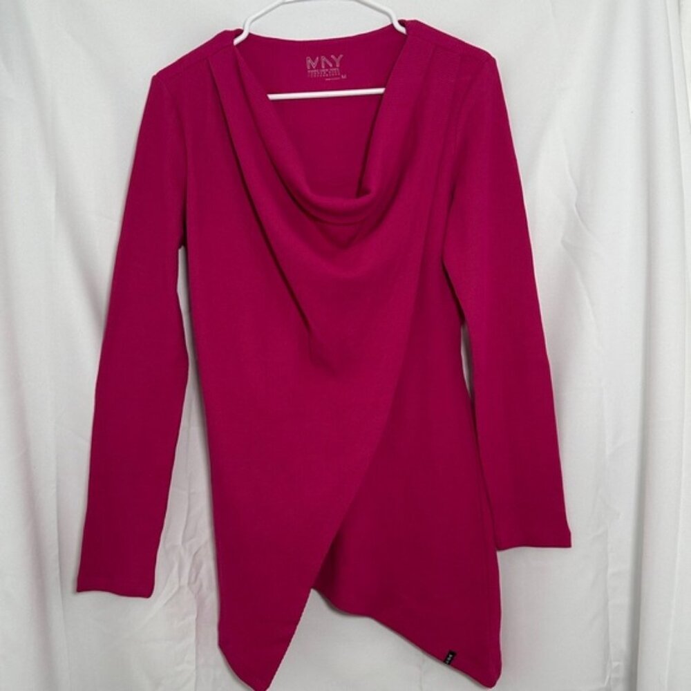 Magenta Cowl Neck Asymmetrical Top